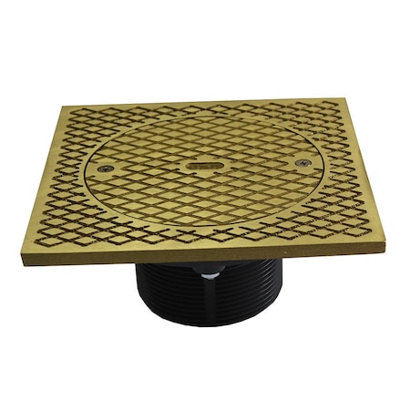 Jones Stephens 3in. Heavy Duty PVC Cleanout Spud with 7in. Polished Brass Square Cover D59912